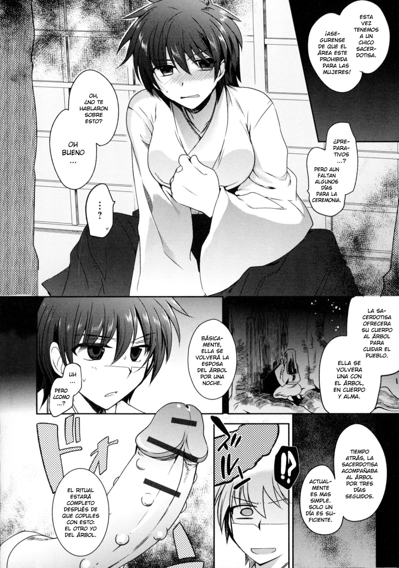 [Kirimoto Yuuji] Nyotaika Shite Miko ni Narimasu. | Turn into a girl and become a shrine maiden (Nyotaika Dynamites 6) [Spanish] [elmoedela8] [桐下悠司] 女体化して巫女になります。 (にょたいか ダイナマイツ! 6) [スペイン翻訳]